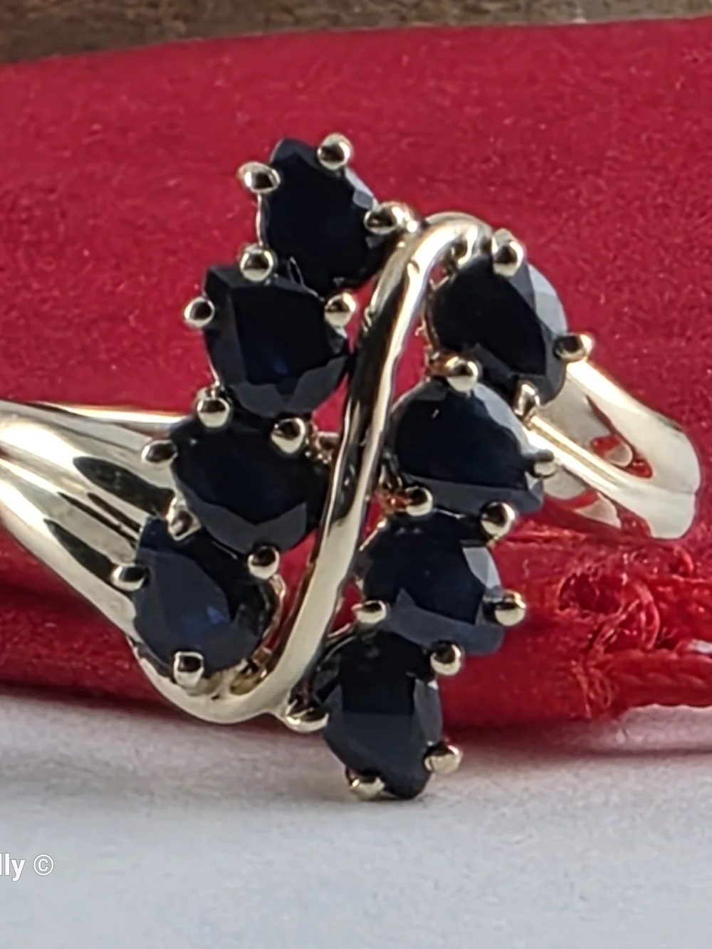 10K Yellow Gold Blue Sapphires Gemstones Ring Size 7 - Solid Gold 👌🎁
